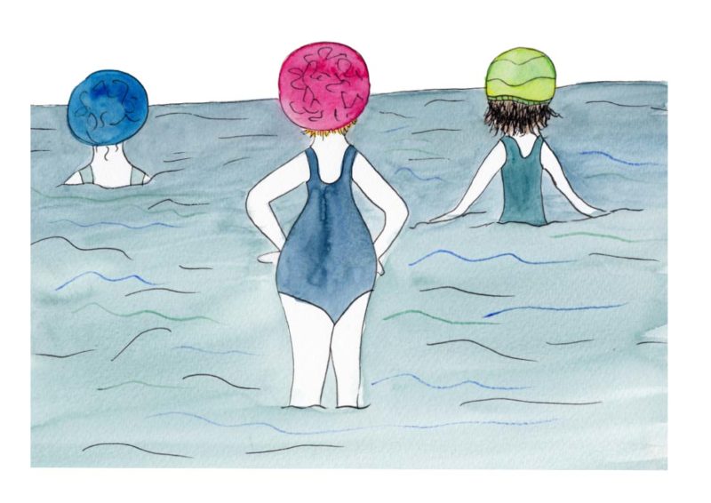 Three sea swimming women by catherine dunne