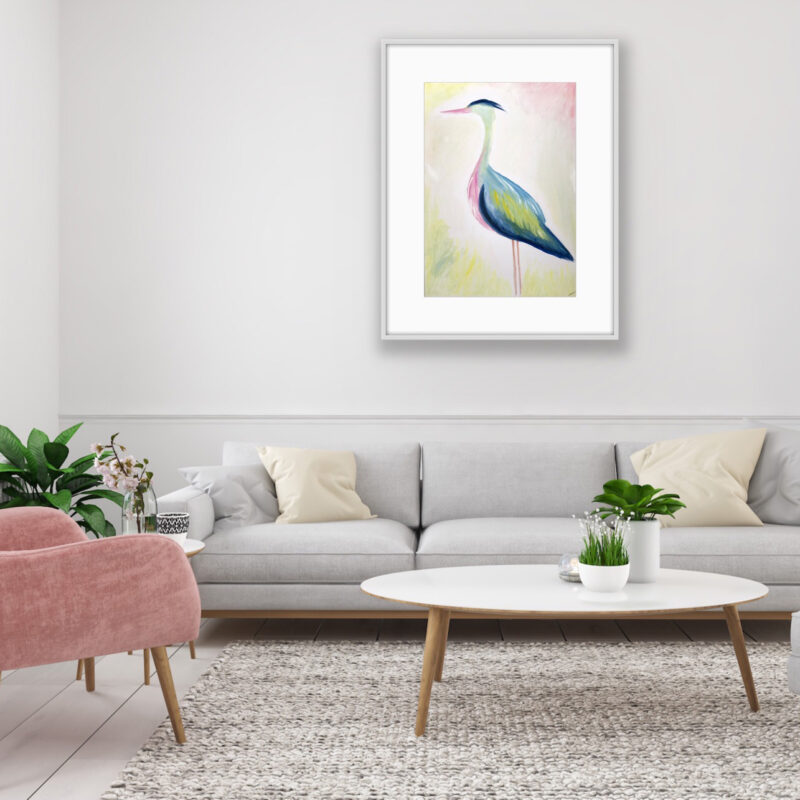 heron painting oil on canvas by catherine dunne ireland