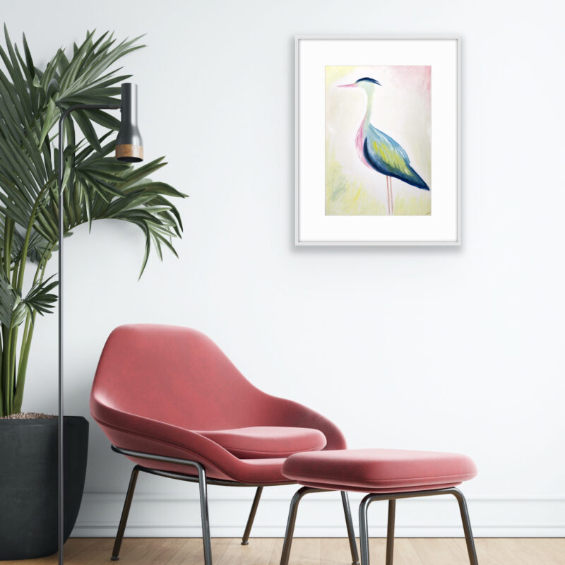 heron painting oil on canvas by catherine dunne ireland