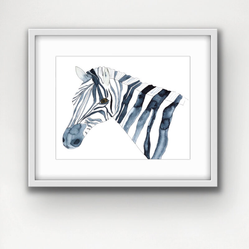 zebra painting watercolour by catherine dunne