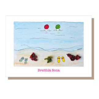 Breithlá Sona - sea swimming Irish birthday card with seaweed